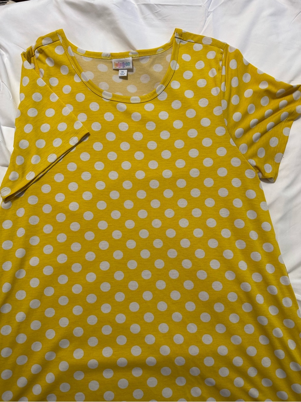LuLaRoe Jessie Dress, Yellow Polka Dot Short Sleeve Dress